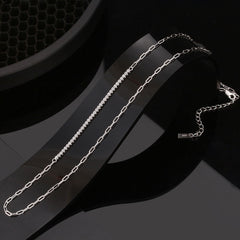 Choker-Halskette mit funkelnden Zirkonia-Büroklammern aus Sterlingsilber