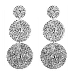 Pendientes triples con cristales brillantes - Plata