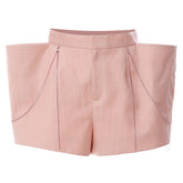 Pantalones cortos a medida con cintura alta, rayas brillantes, cadena de diamantes de imitación y bolsillos cargo