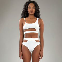 Sport High Leg High Waisted Cutout Brazilian Two Piece Bikini Swimsuit