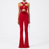 Striking Solid Color High Waist Skinny Flared Cover Up Pants