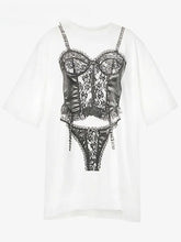 Kurzärmliges weißes Streetwear-T-Shirt mit Grafik für den Sommer