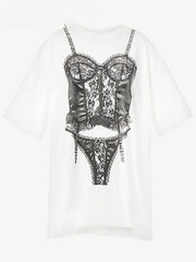 Camiseta blanca de manga corta con estampado gráfico de verano