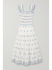 Sweet Strawberry Embroidered Broderie Anglaise Midi Dress | Organic Cotton Summer Sundress