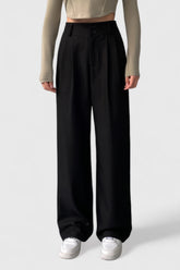 High Waist Hose mit zwei Knöpfen - Schwarz