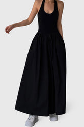 Vestido midi con cuello halter - Negro