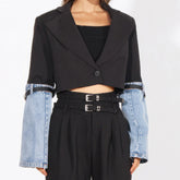 Black SHORT Blazerwith DENIM SLEEVES