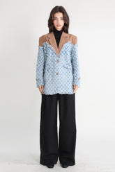 Textured Blazerwith Pattern - Brown