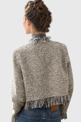 Chaqueta de tweed con flecos - Beige