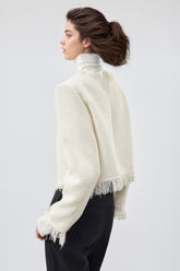 Chaqueta de tweed con flecos - Blanca