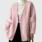 HELLROSA CARDIGAN MIT GÜRTEL und TASCHEN