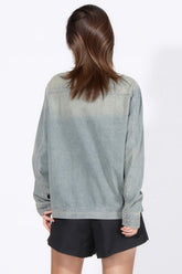 Denim Jacket with Irregular Closure - Blue