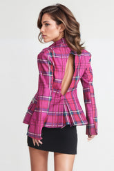 Blazer con escote corazón y espalda abierta - Rosa