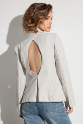 Blazer con escote corazón y espalda abierta - Gris claro