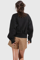 Off Shoulders Sweatshirt mit Reißverschlüssen - Schwarz