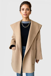 Abrigo corto con cinturón - Marrón