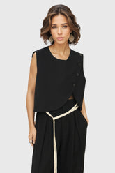 Straight Irregular Waistcoat - Black