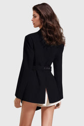 Vestido blazer con lazo - Negro