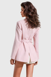 Vestido blazer con lazo - Rosa