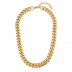 Collares de cadena cubana gruesa de acero inoxidable chapados en oro de 18 quilates para mujer, inspirados en el hip hop.