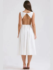 Trendy Summer White Backless Dress for Women - Elegant & Fashionable