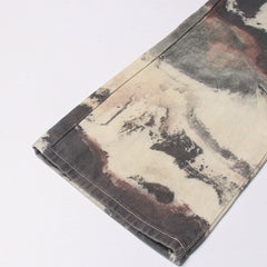 Vaqueros de cintura alta y pierna recta con estampado de mármol en contraste único