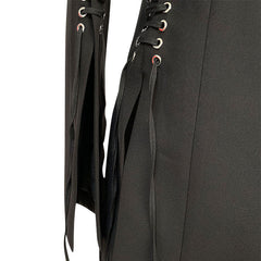 Blazer de botonadura sencilla con cuello de solapa, mangas con abertura y cordones con ojales plateados únicos