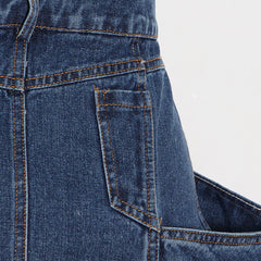 Falda vaquera midi de cintura alta con bolsillo cargo y abertura frontal cónica única