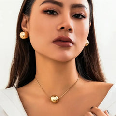 Conjunto de gargantilla, collar y pendientes con cadena de serpiente cuadrada y bola CCB vintage - Punk Chic