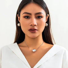 Conjunto de gargantilla, collar y pendientes con cadena de serpiente cuadrada y bola CCB vintage - Punk Chic