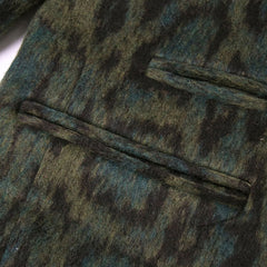 Blazer cruzado con cuello de solapa de piel sintética y estampado de leopardo vintage