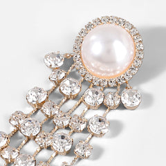 Pendientes vintage de araña con cristales de perla - Dorados