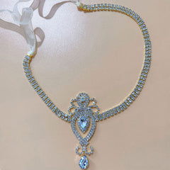 Diadema vintage estilo años 20 con lágrima y adornos de diamantes de imitación - Plateada