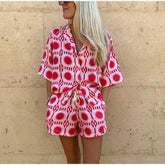 Women's Geometric Print Shirt and Short Set