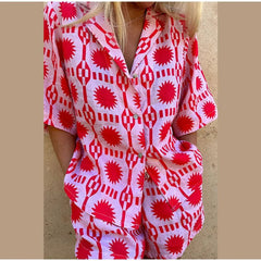 Women's Geometric Print Shirt and Short Set