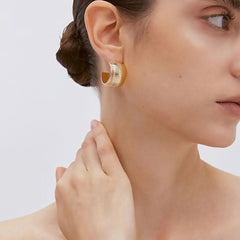 Pendientes de aro anchos extragrandes con textura acanalada metálica y estilo YOU STYLE IT