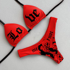 Bikini de tirantes con estampado de estilo urbano personalizado 