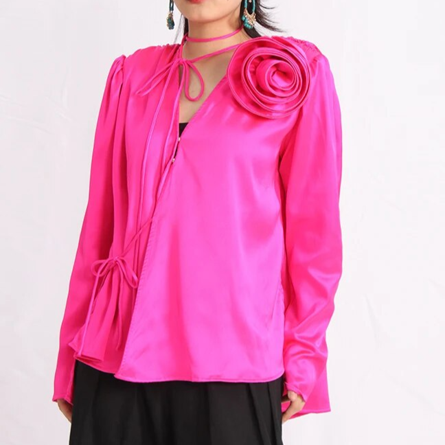 LANA LONGSLEEVE BLOUSE ROSE DECORATED