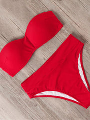 Bikini Traje de baño Mujer Traje de baño Rojo Bikini Brasileño Conjunto Push Up