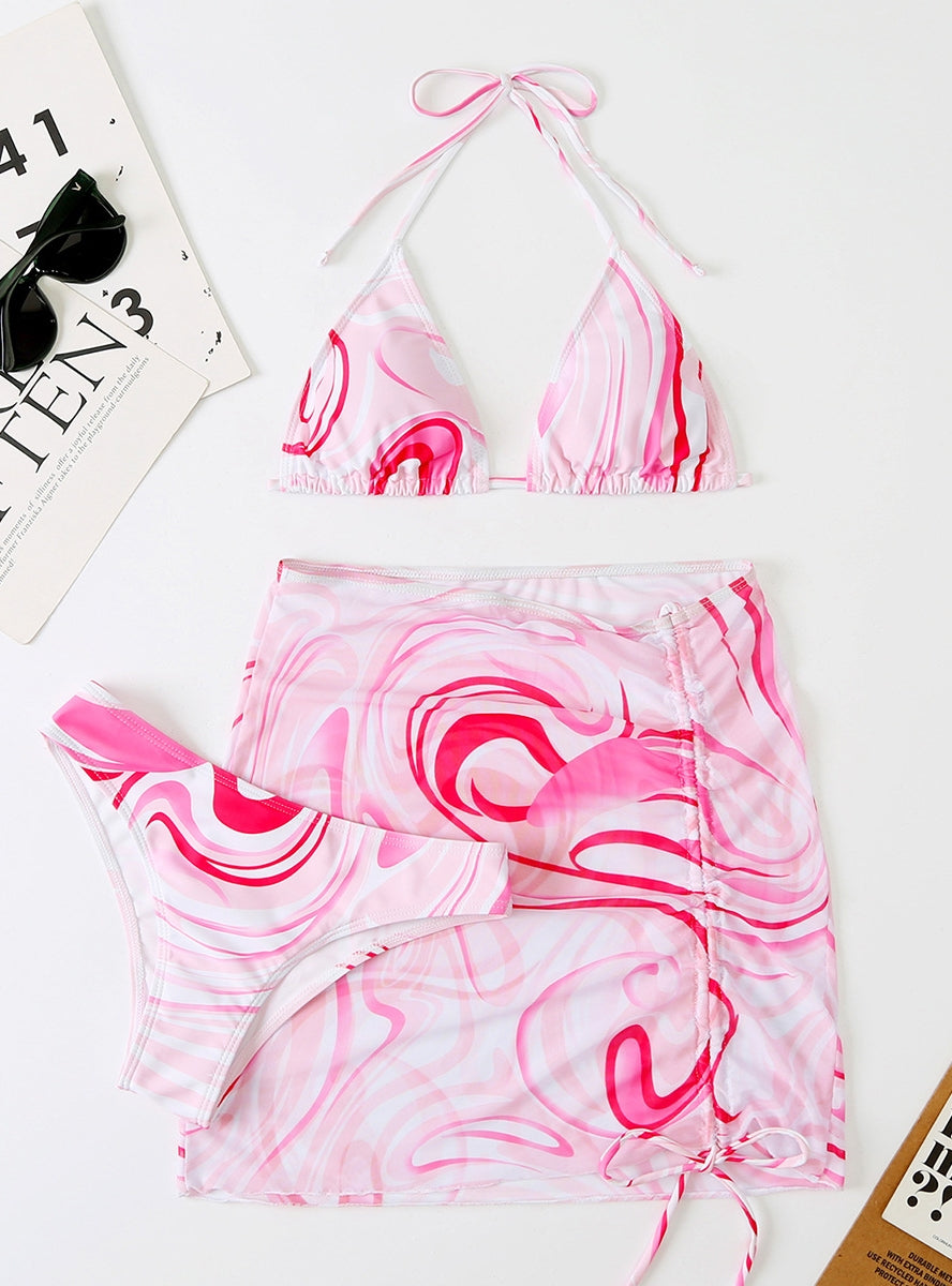 Bikini mit geteiltem Badeanzug und Print