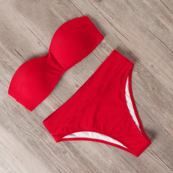 Bikini Traje de baño Mujer Traje de baño Rojo Bikini Brasileño Conjunto Push Up