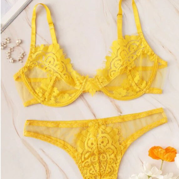 Dreipunkt-Bralette-Set aus Spitze