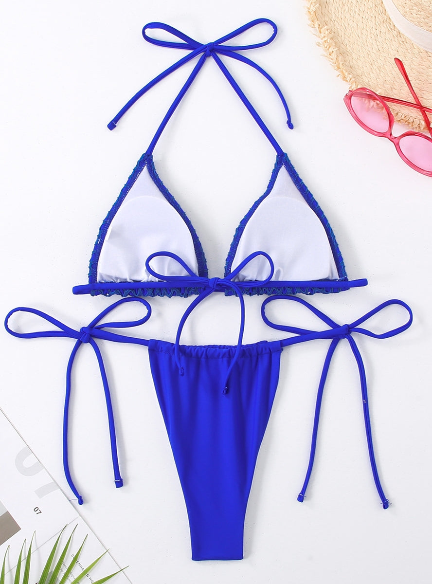 Tanga-Bikini-Badeanzug mit Fischernetz