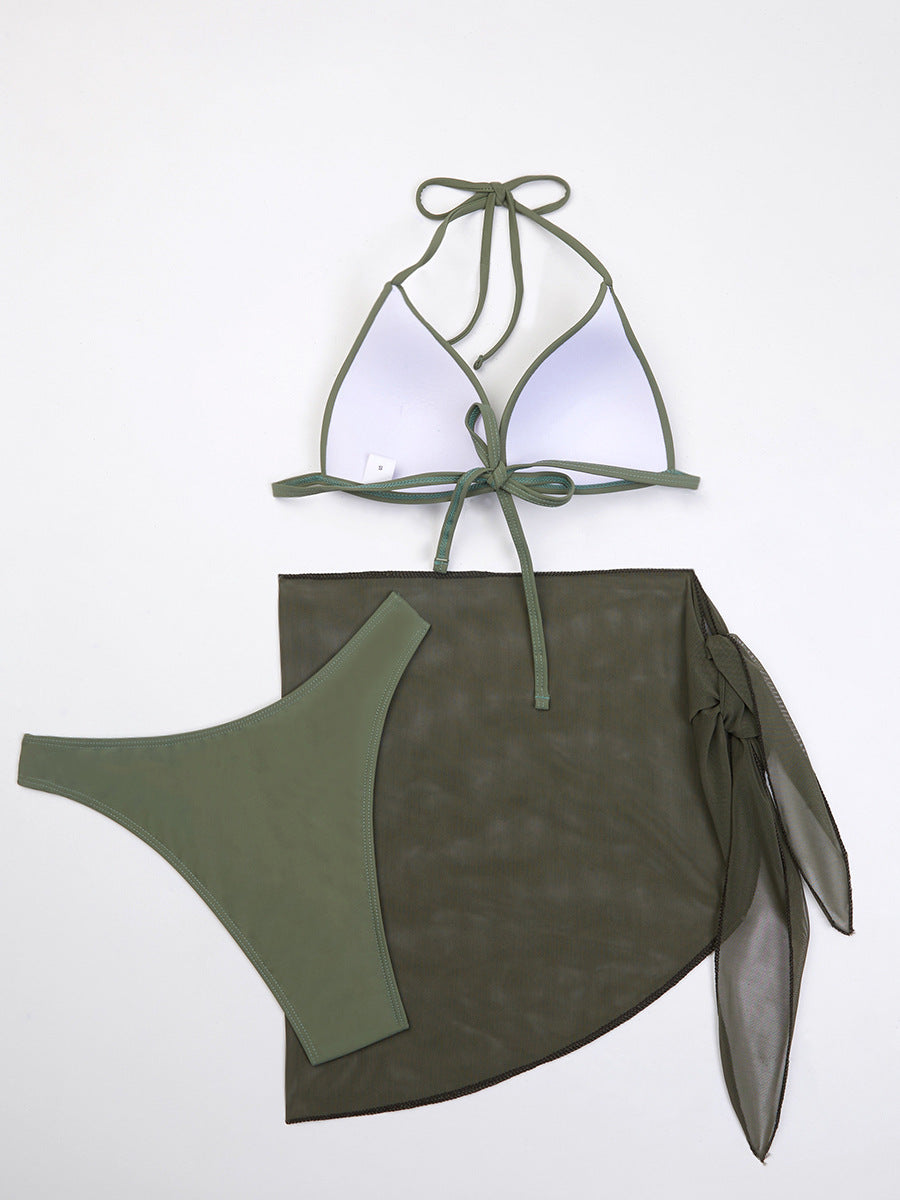 Dreiteiliger Bikini mit Gazerock