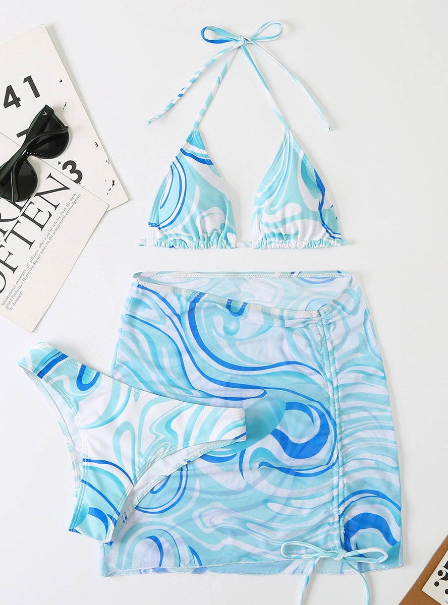 Bikini mit geteiltem Badeanzug und Print