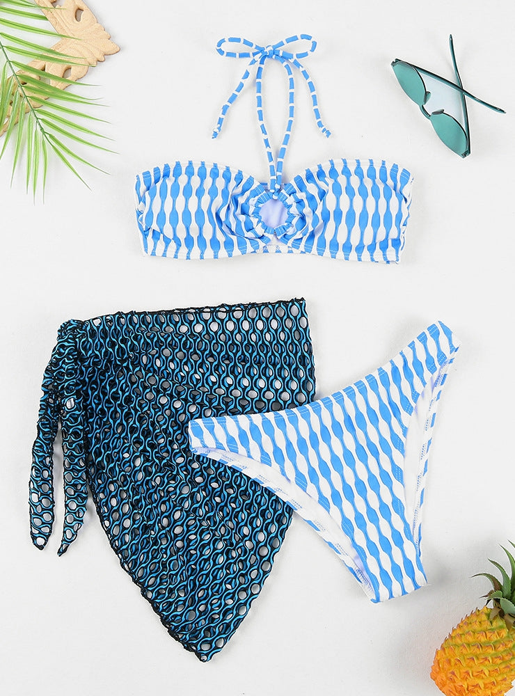 Printed Three-piece Split Swimsuit Bikini