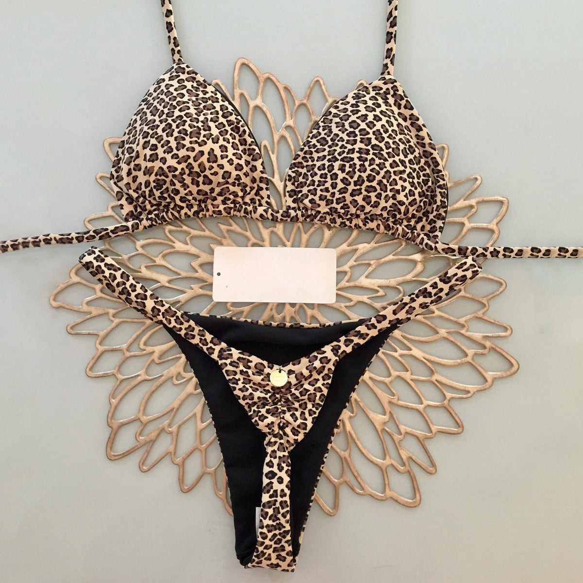 Zweiteiliger Bikini mit Leopardenmuster