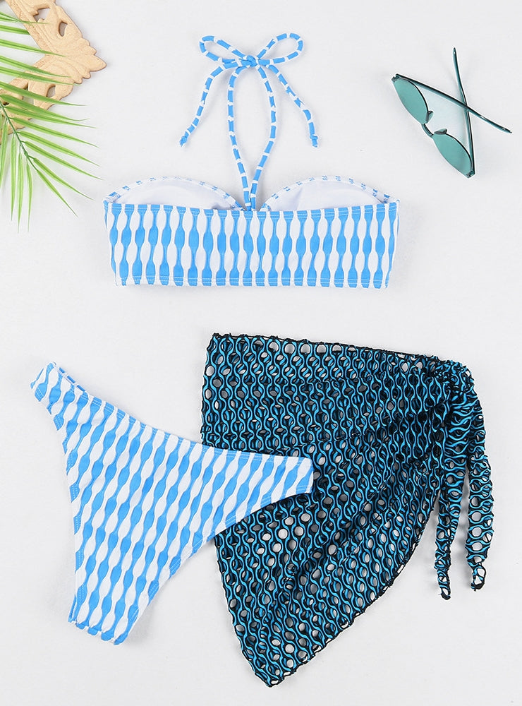 Printed Three-piece Split Swimsuit Bikini