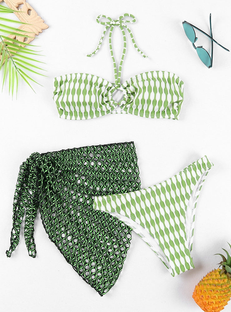 Printed Three-piece Split Swimsuit Bikini