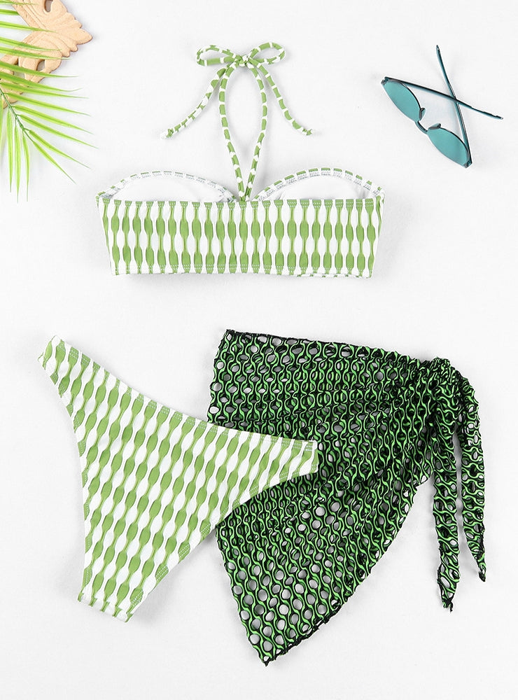 Printed Three-piece Split Swimsuit Bikini